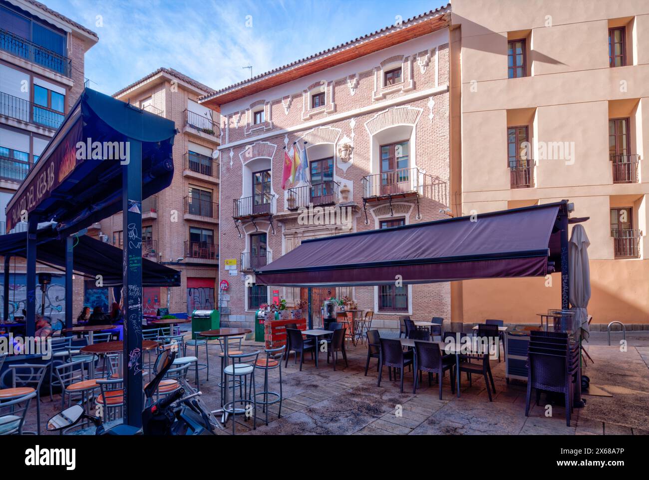 Palacio de las Balsas, house facade, old town, architecture, city tour, Murcia, autonomous region of Murcia, Spain, Stock Photo