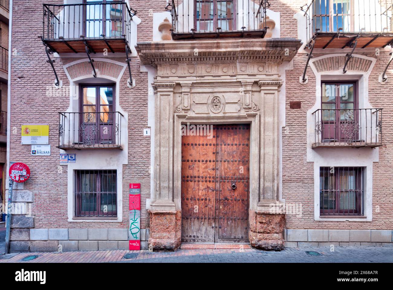 Palacio de las Balsas, house facade, old town, architecture, city tour, Murcia, autonomous region of Murcia, Spain, Stock Photo
