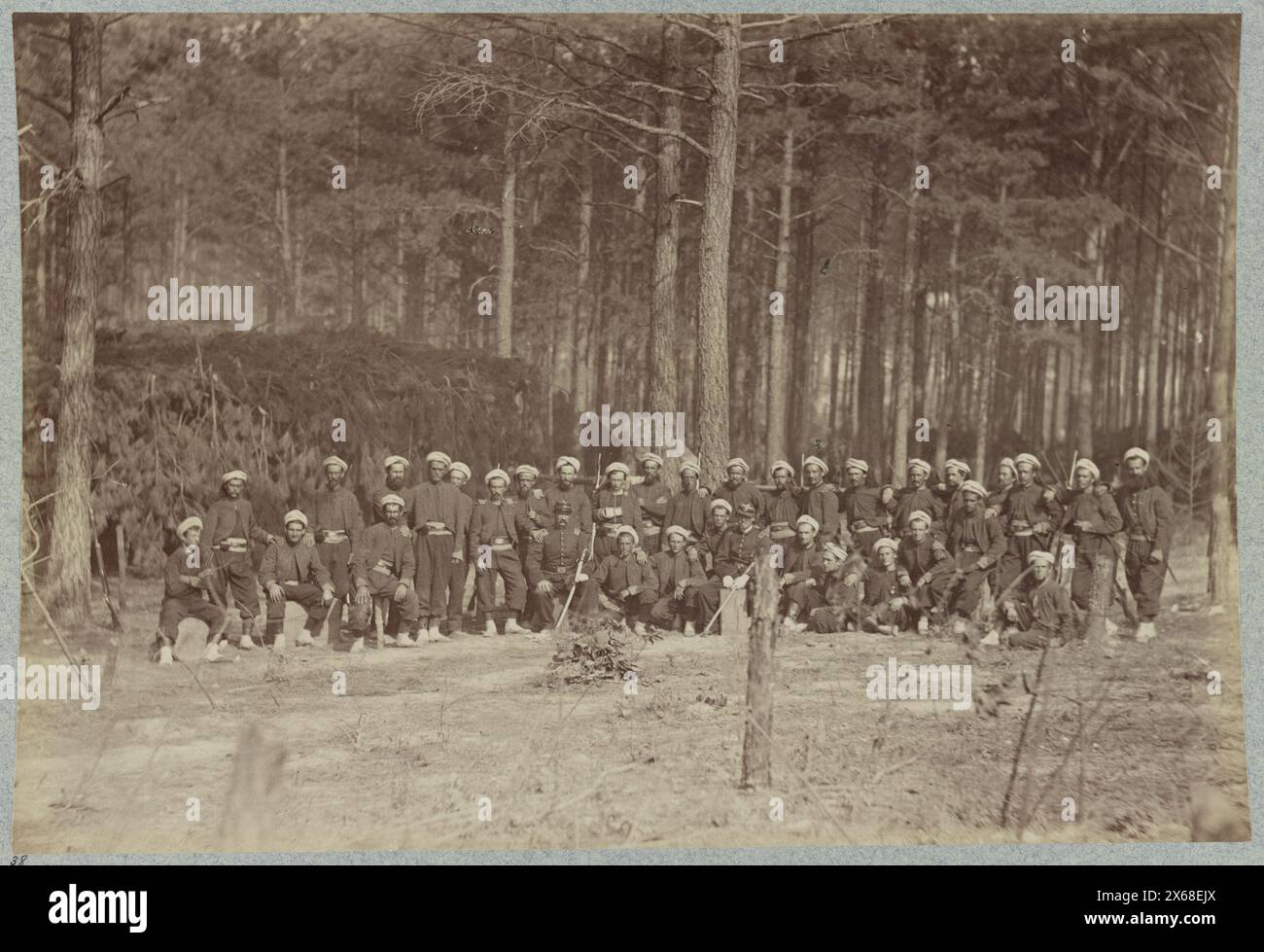 Co. F, 114th Pennsylvania Infantry in front of Petersburg, Va., August, 1864, Civil War Photographs 1861-1865 Stock Photo