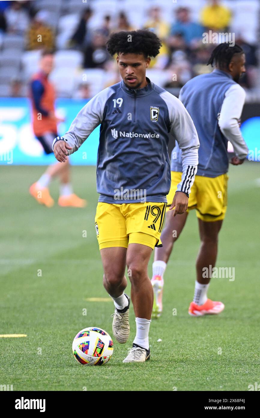Columbus, Ohio, USA. 11th May, 2024. Columbus Crew forward Jacen Russell-Rowe (19) handles the ball in their match in Columbus, Ohio. Brent Clark/Cal Sport Media/Alamy Live News Stock Photo