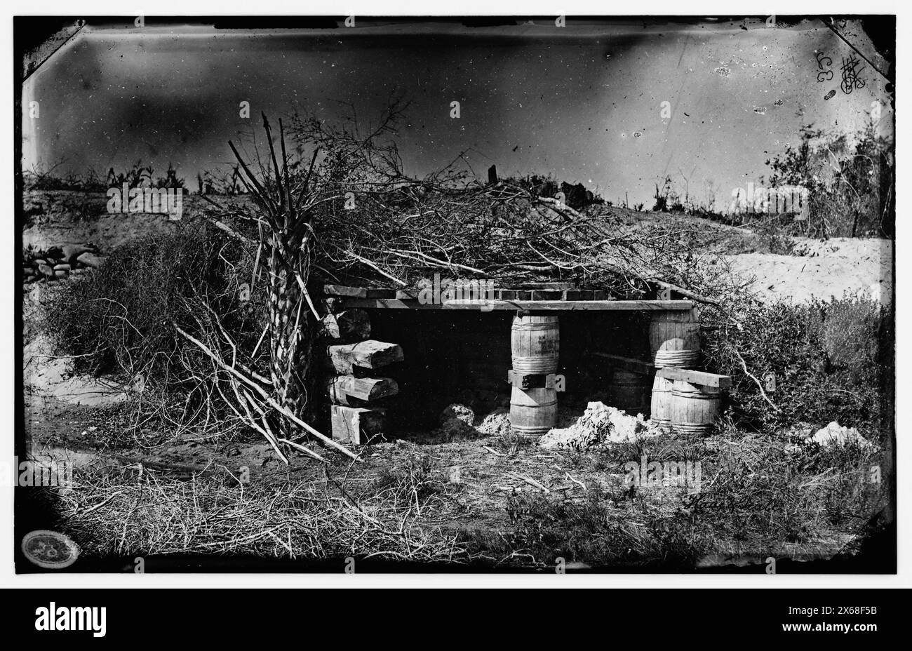 Folly Island, South Carolina. Bomb and splinter proof of General Gillmore's works, Civil War Photographs 1861-1865 Stock Photo