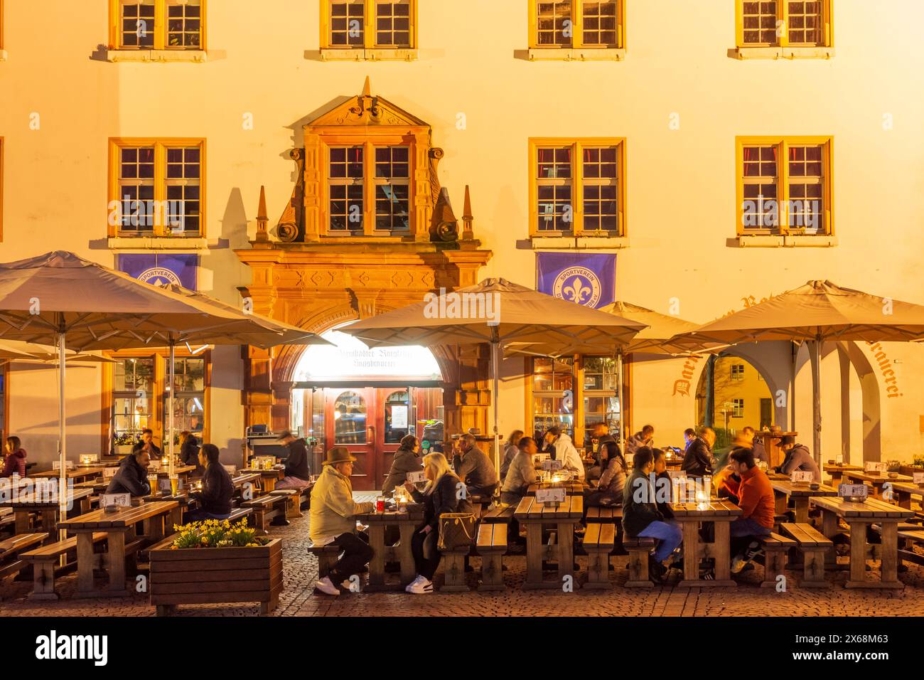 Darmstadt, square Marktplatz, Old Town Hall, restaurant in Bergstraße district, Hesse, Germany Stock Photo