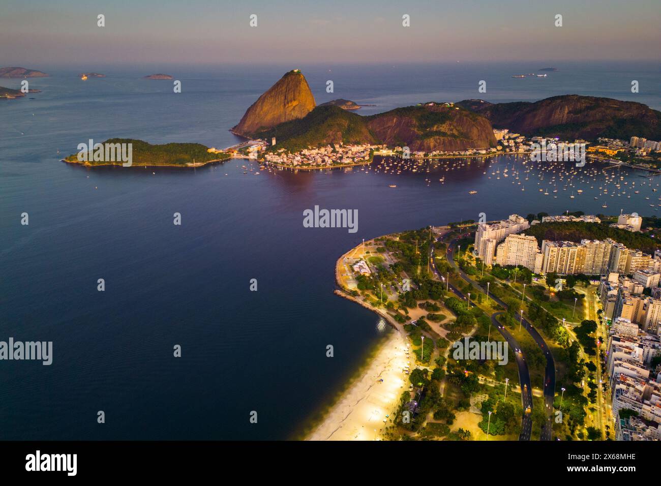 Aerial View of Rio de Janeiro City With Flamengo Beach and Sugarloaf ...