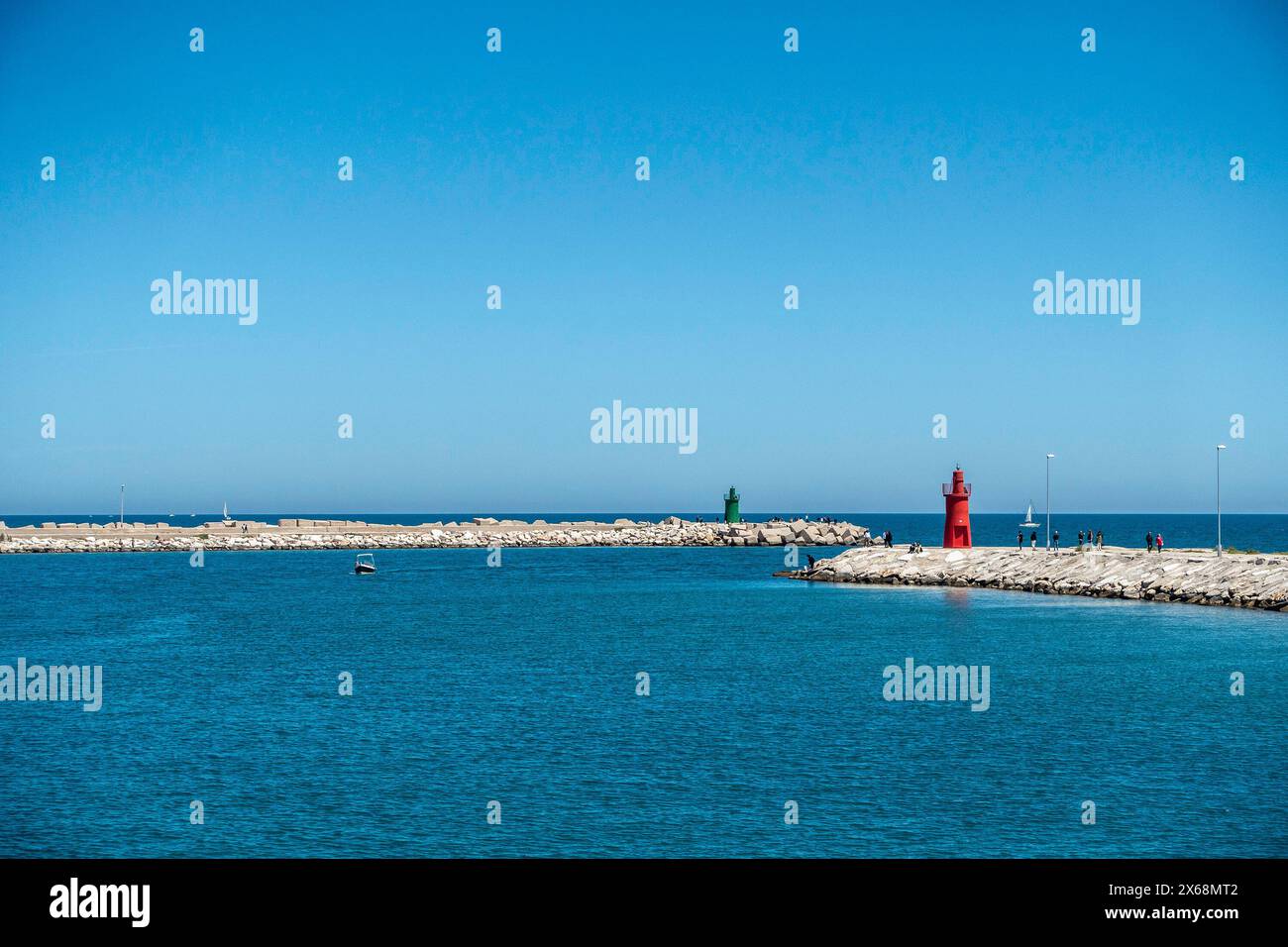 The port entrance in Trani, Italy. Stock Photo