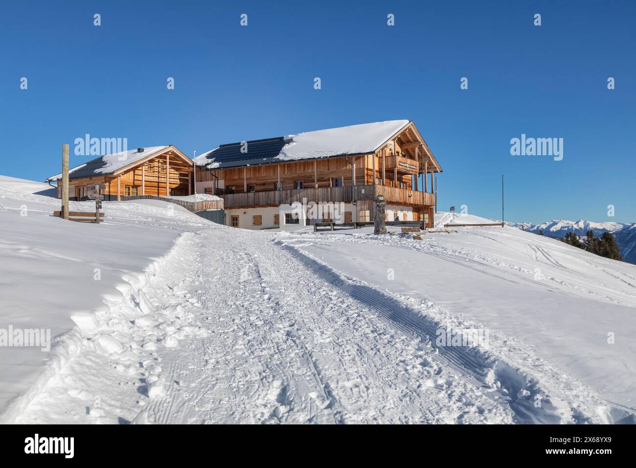 Italy, South Tyrol, municipality of San Martino in Badia / St. Martin in Thurn, the alpine hut Monte Muro / Maurerberghütte Stock Photo