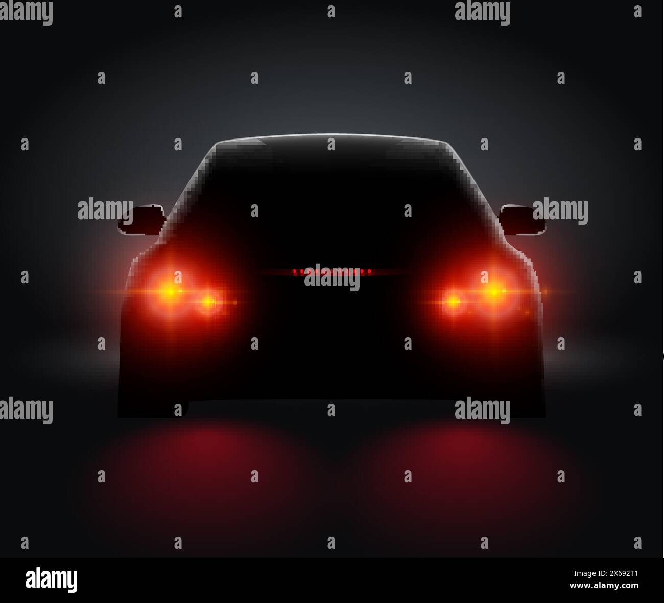 Car Back View Night Light Rear Led Realistic View Car Light In Night Car Back View Night Light Rear Led Realistic View Car Light In Night