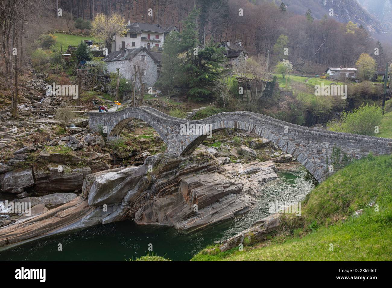 Versasca Verzasca valley, Swiss Alps, river, rocks, old bridge Stock Photo - Alamy