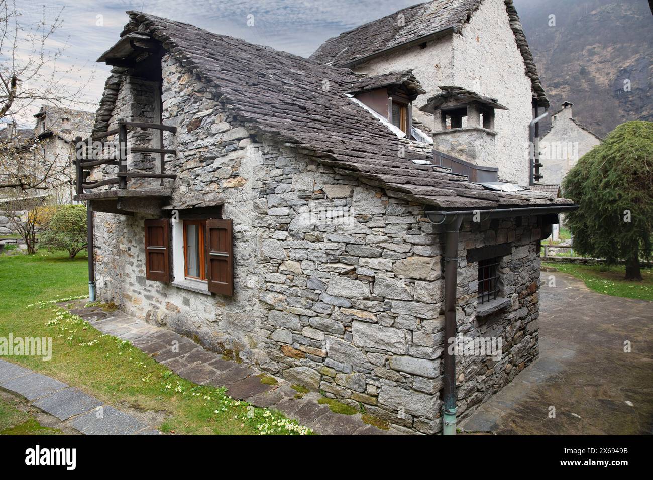 Rustico Alp Switzerland, Verzasca Valley, Brione, Swiss Alps, Rock Rustico Stock ...