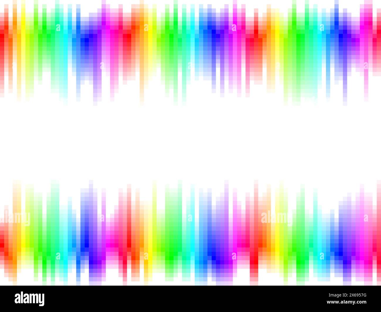 Rainbow stripes gradient with squares mosaic pattern, white background, vector graphic wallpaper or leaflet Stock Vector