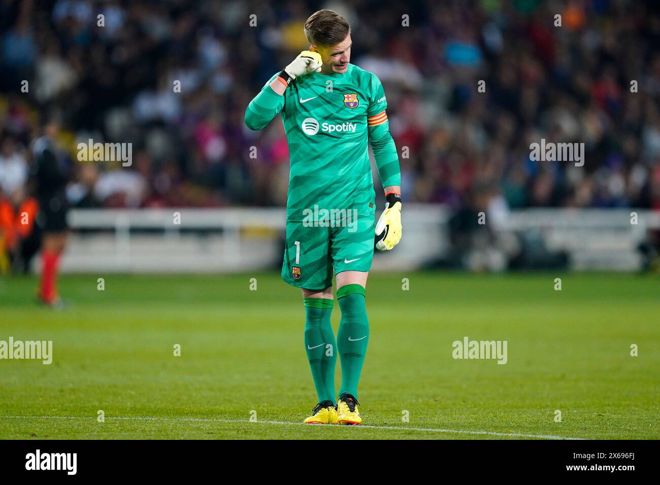 Barcelona, Spain. 13th May, 2024. Marc-Andre Ter Stegen of FC Barcelona during the La Liga EA Sports match between FC Barcelona and Real Sociedad played at Lluis Companys Stadium on May 13, 2024 in Barcelona, Spain. (Photo by Sergio Ruiz/PRESSINPHOTO) Credit: PRESSINPHOTO SPORTS AGENCY/Alamy Live News Stock Photo