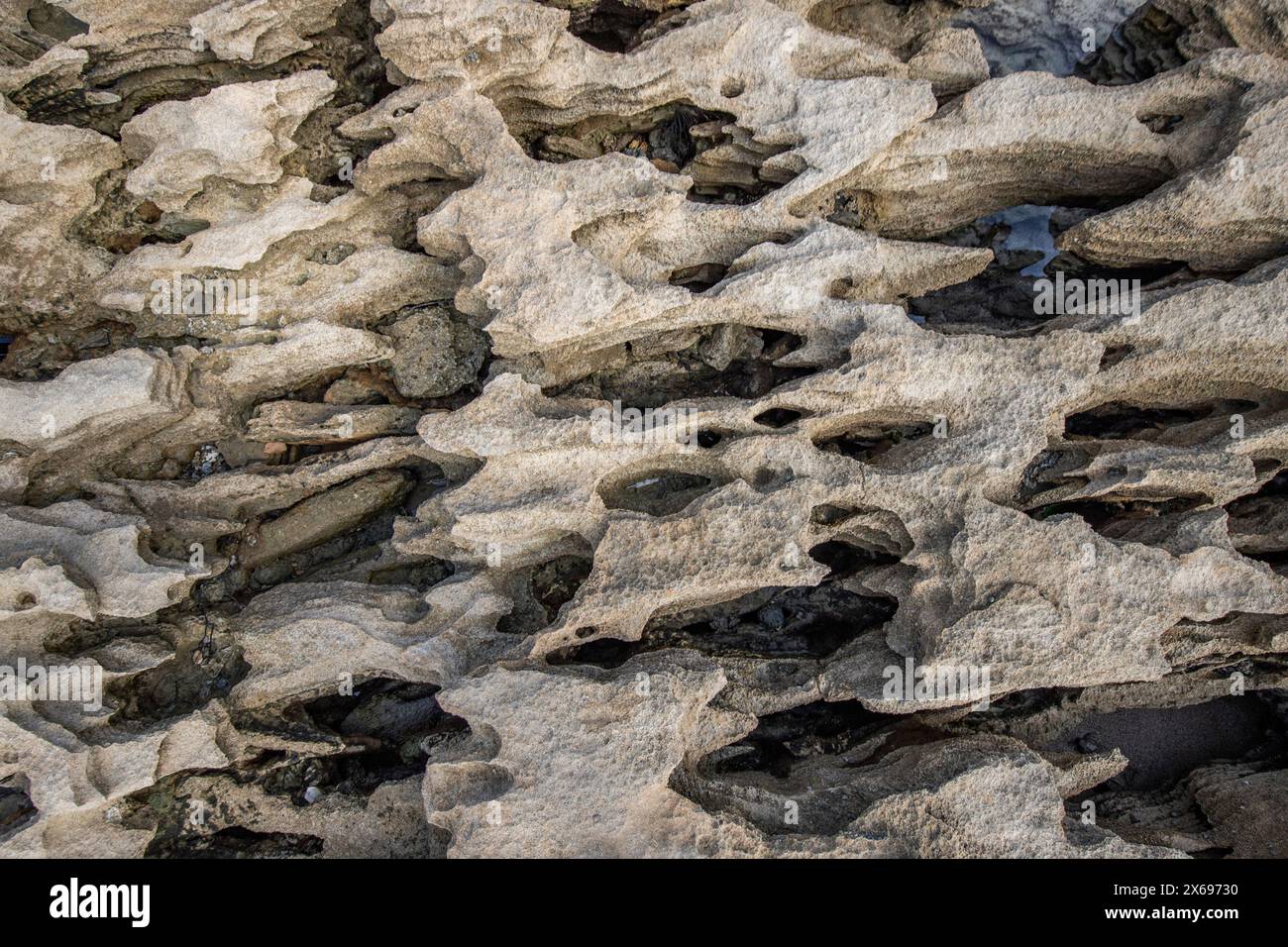 washed out stone on the beach of Guadeloupe Stock Photo