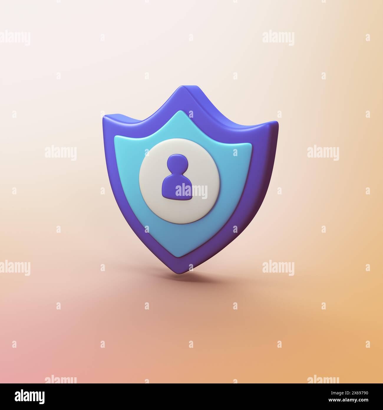 Shield protection user - stylized 3d CGI icon object Stock Photo - Alamy