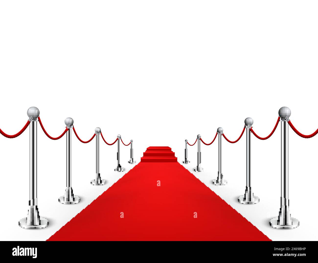 Red carpet event silver barriers background realistic vector