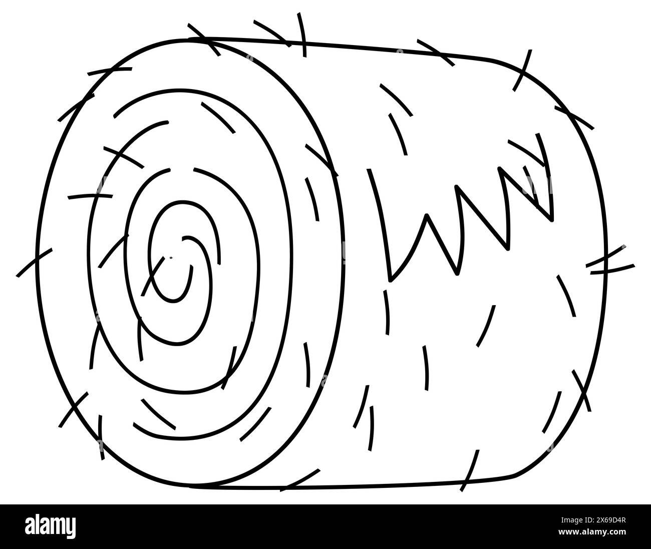 Cartoon scene with farm stack or roll of hay nature harvest agriculture isolated background coloring page sketch drawing illustration for kids Stock Photo