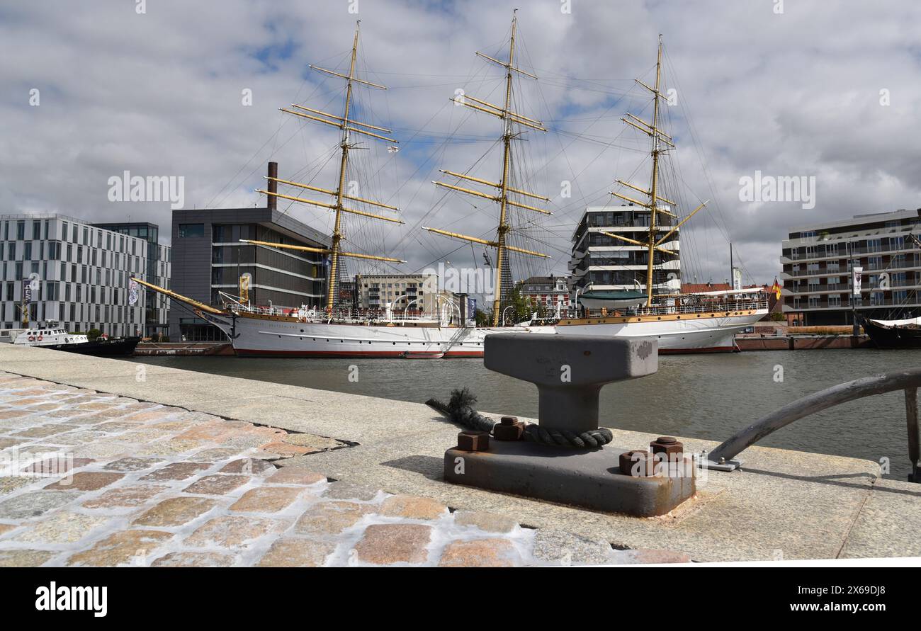 Europe, Germany, Bremen, Bremerhaven, marina, training ship Germany, square-rigged sailing ship Stock Photo