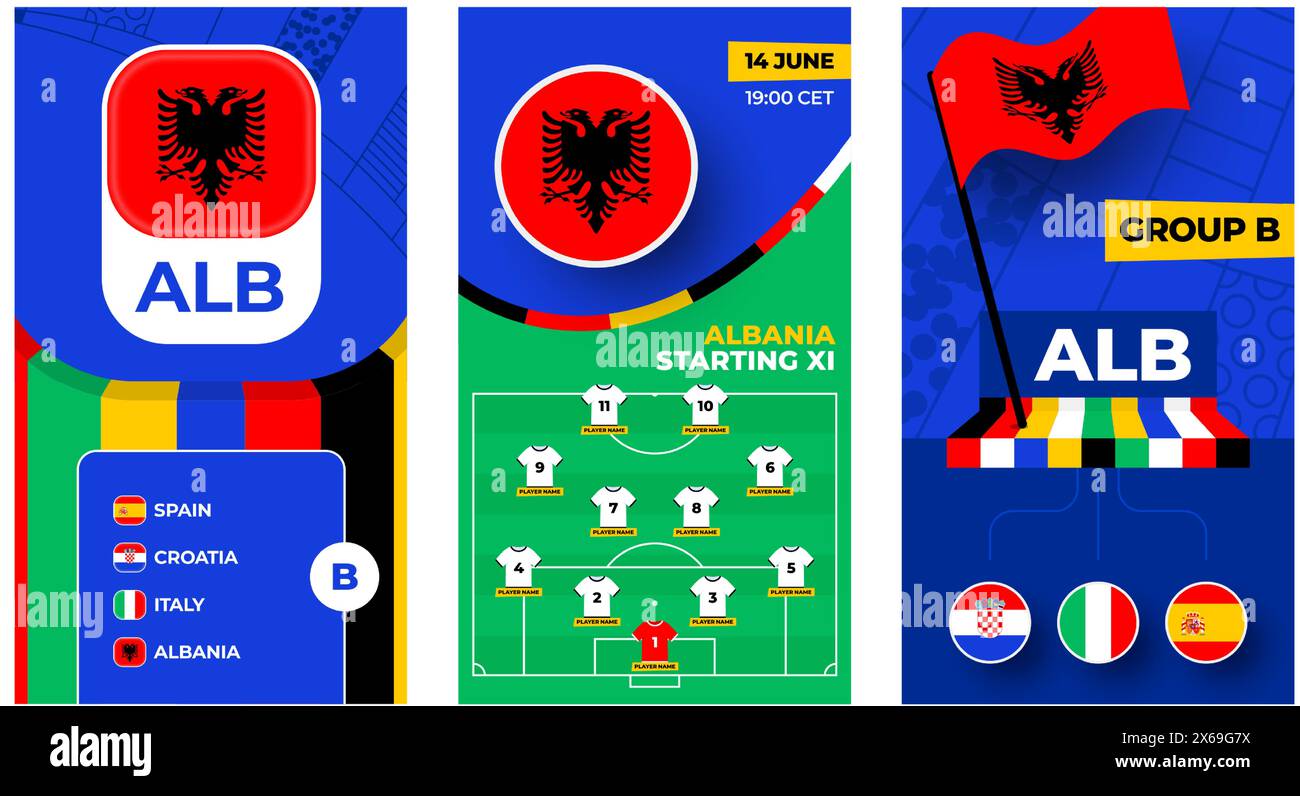 Albania Football team 2024 vertical banner set for social media