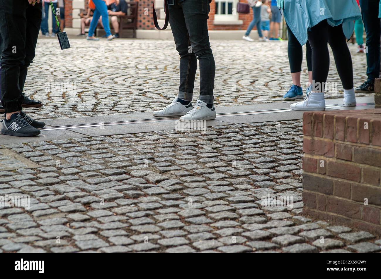 Greenwich, London, England, United Kingdom; Royal Observatory, the line of the former prime meridian; die Linie des früheren Nullmeridians; Stock Photo