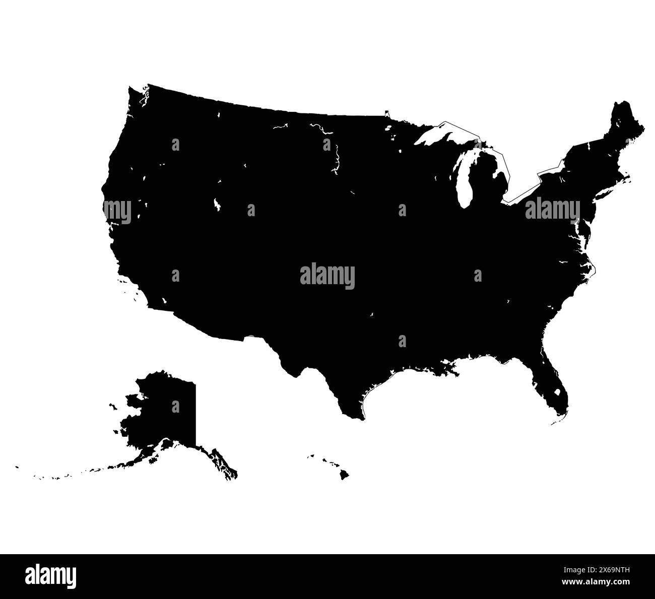 united states border map. detailed US province vector map. Stock Vector