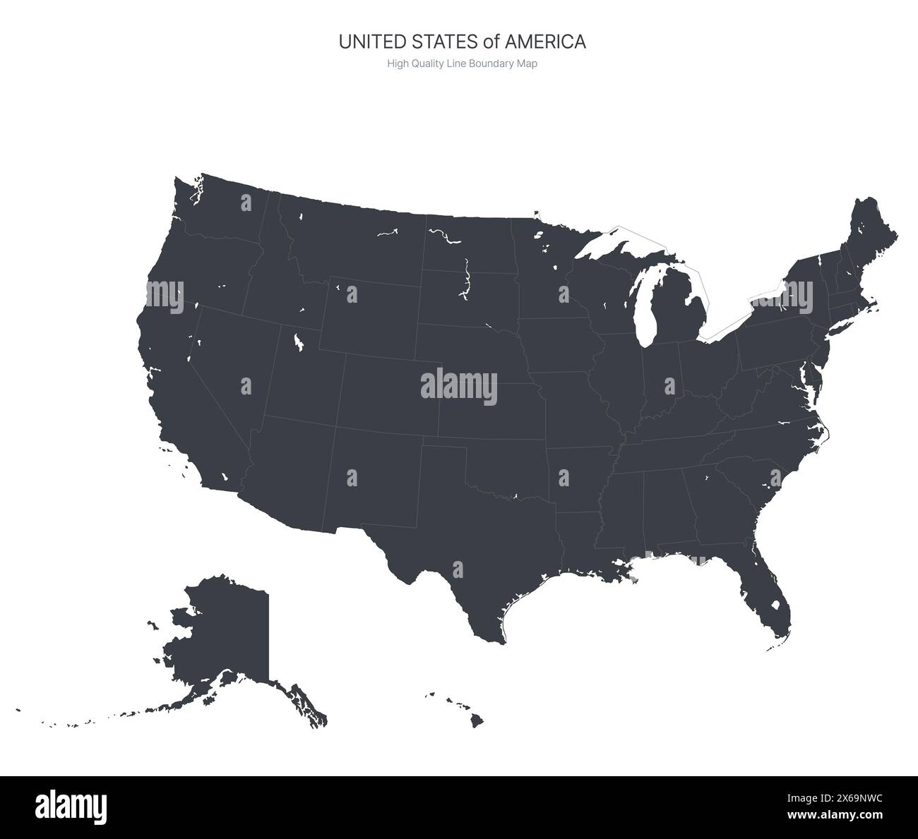 united states border map. detailed US province vector map. Stock Vector