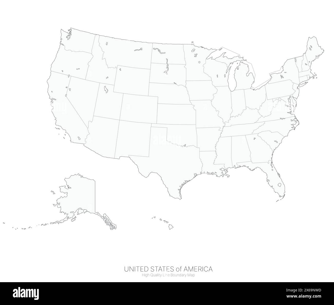 united states border map. detailed US province vector map. Stock Vector