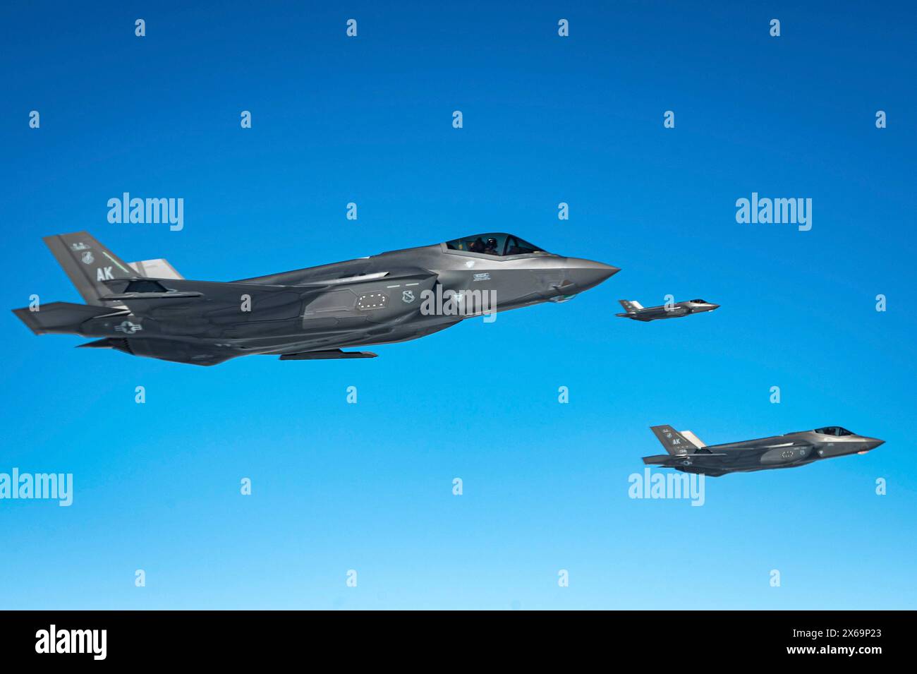 Fairbanks, United States. 13 May, 2024. Three U.S. Air Force F-35A ...