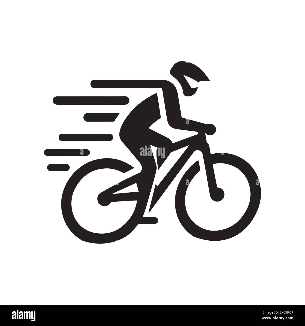 bike ride man black and white logo Stock Vector