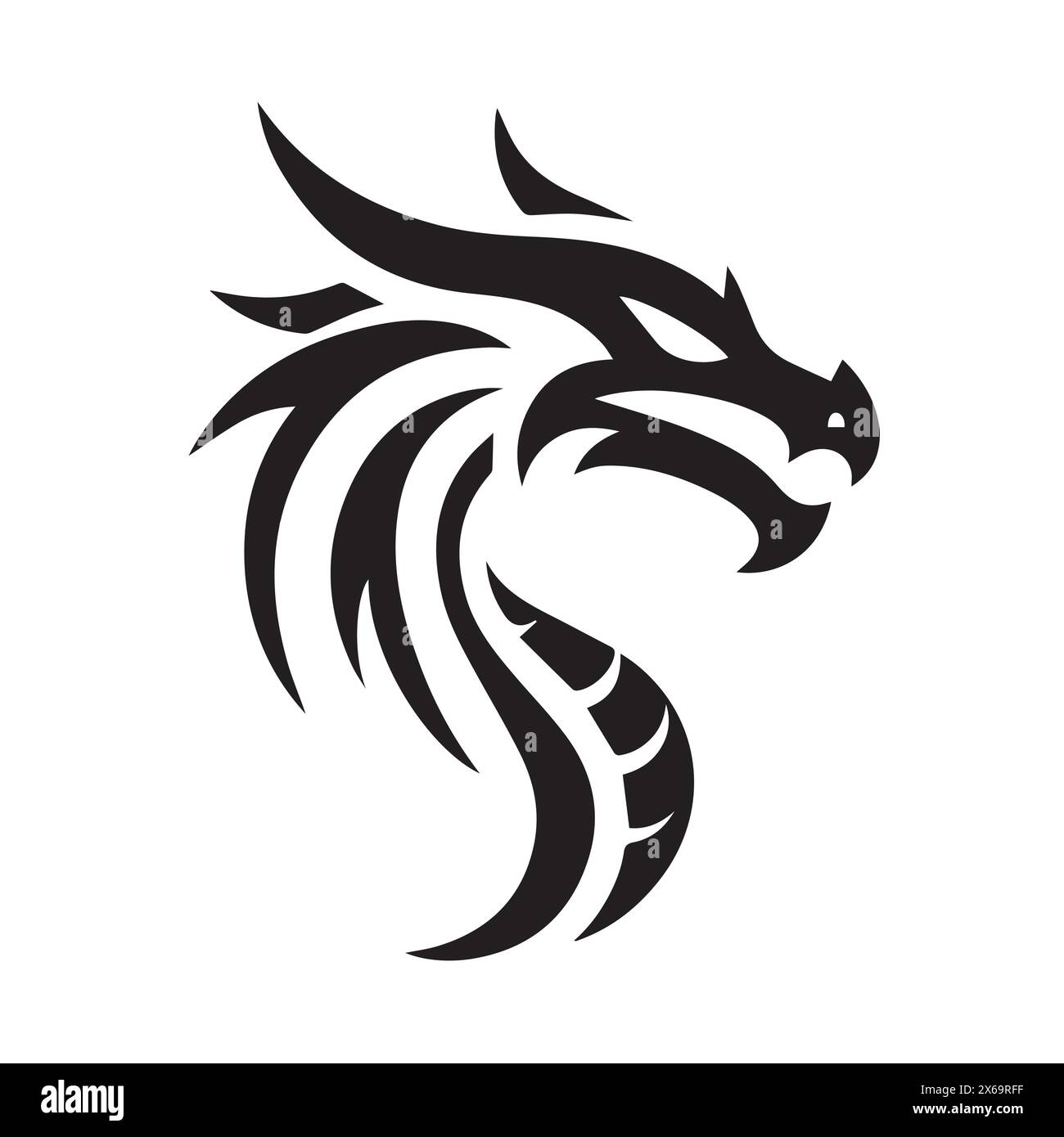 dragon head Illustration hand drawn sketch doodle for tattoo, stickers