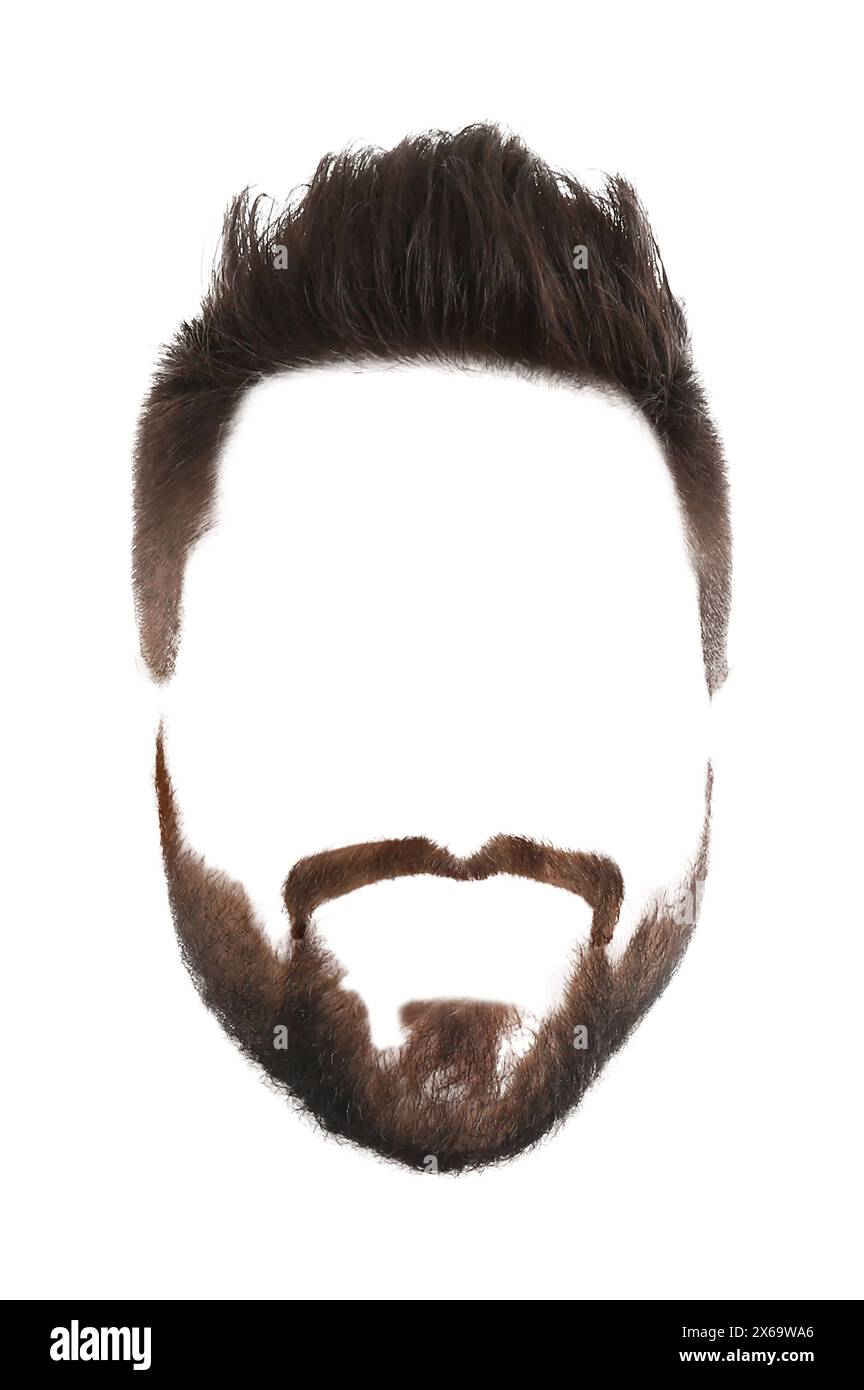 Male hairstyle with beard and mustache isolated on white Stock Photo ...