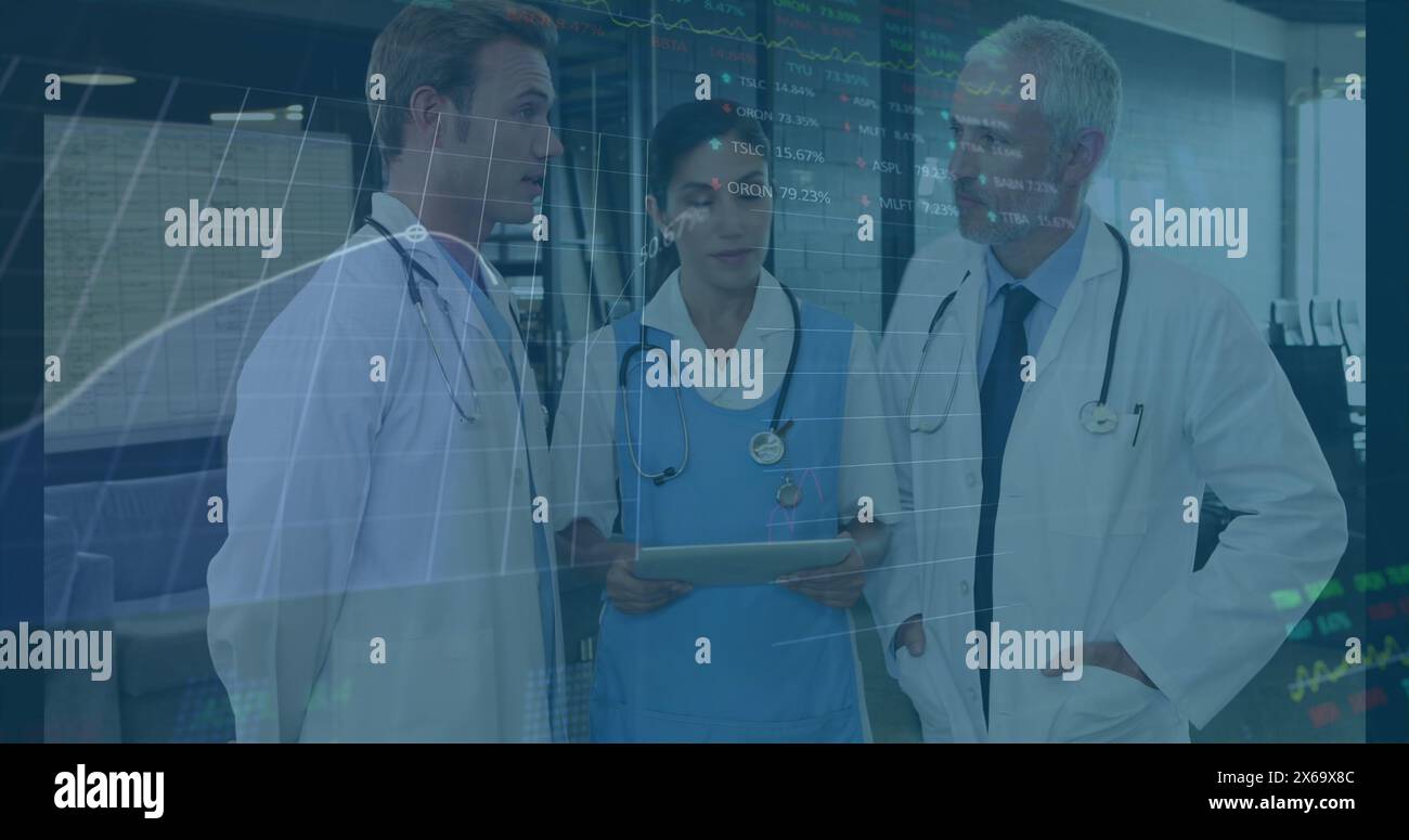 Image of data processing over diverse group of doctors Stock Photo - Alamy