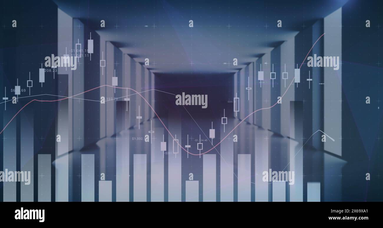 Composite image of statistical data processing against empty office in background Stock Photo