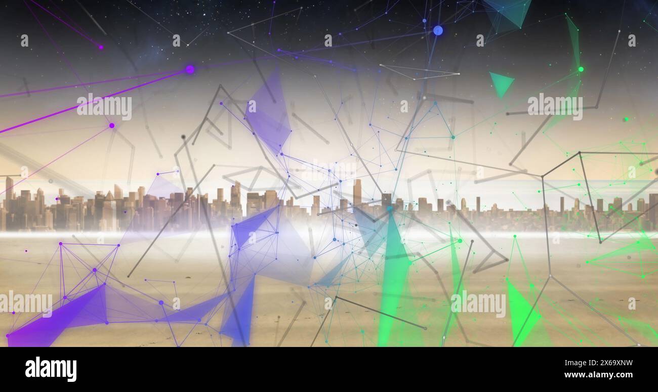 Image of data processing over landscape Stock Photo - Alamy