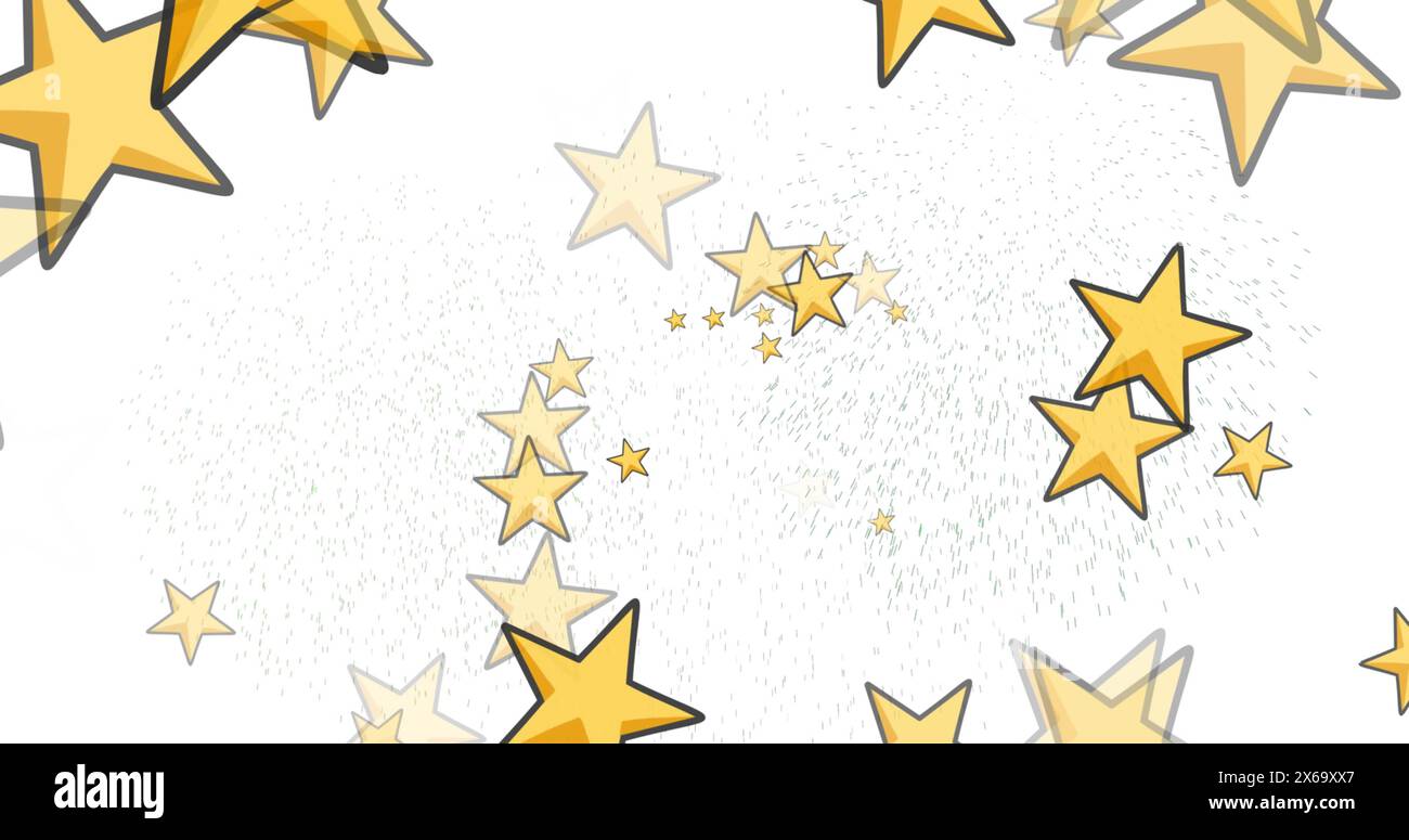 Image of stars falling over white background Stock Photo