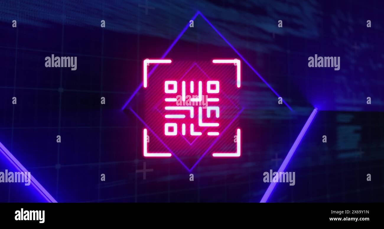 Image of qr code in rhombus pattern over programming language against ...