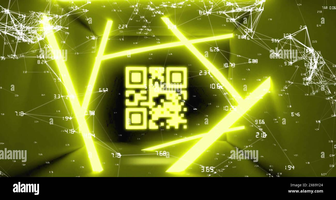 Image of blinking qr code over abstract pattern and programming ...