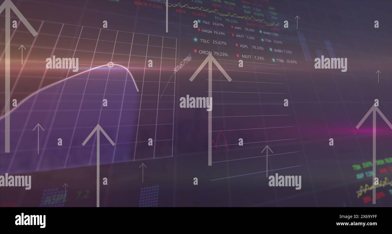 Image of financial data processing with arrows Stock Photo
