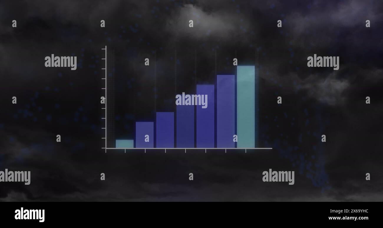 Image of data processing and dna strand over clouds Stock Photo