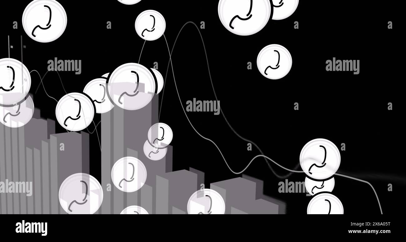 Animation graphs multiple icons over hi-res stock photography and ...