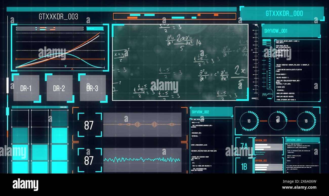 Image of interface with data processing and mathematical equations ...