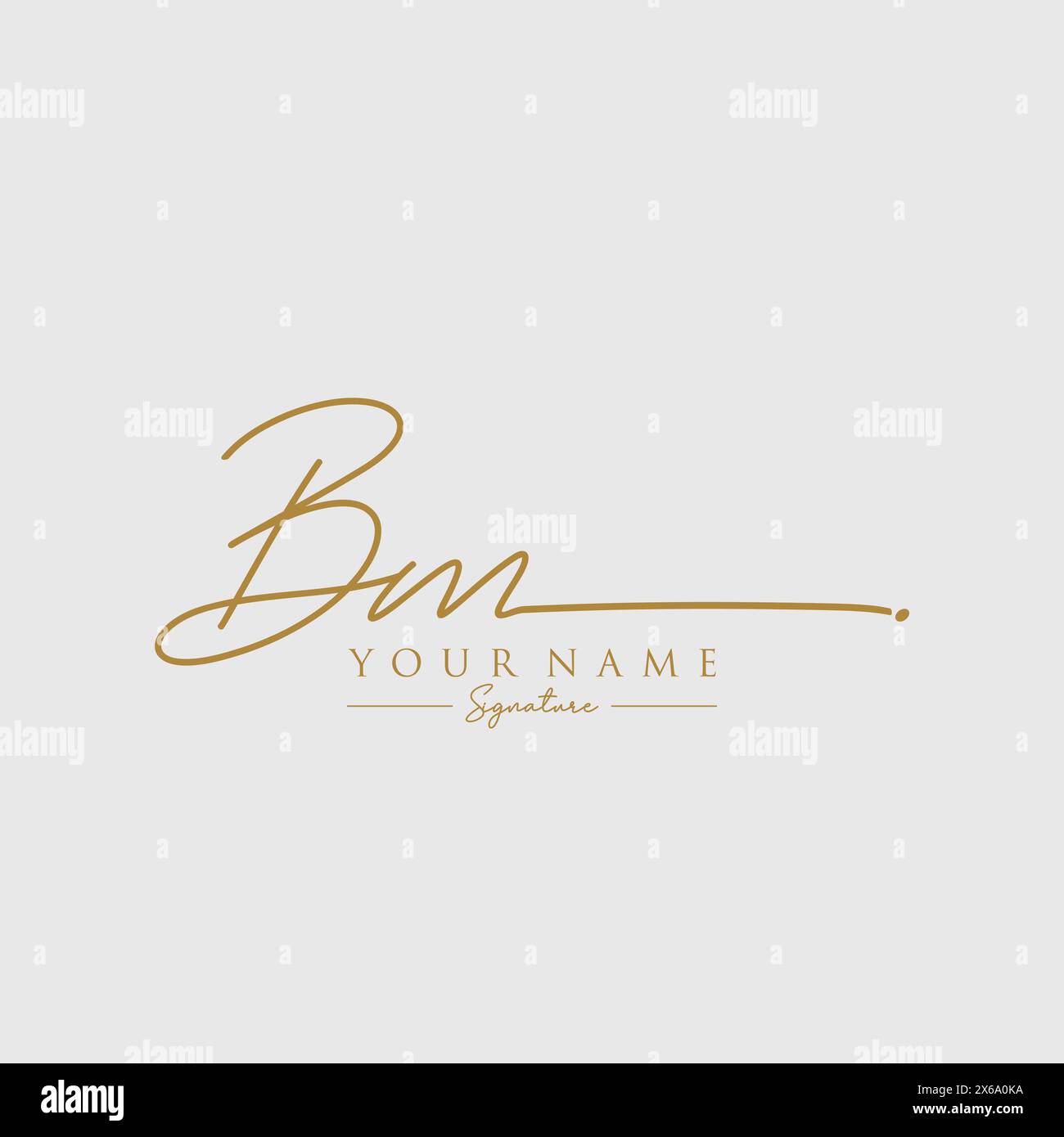 BM Signature Logo Template Stock Vector