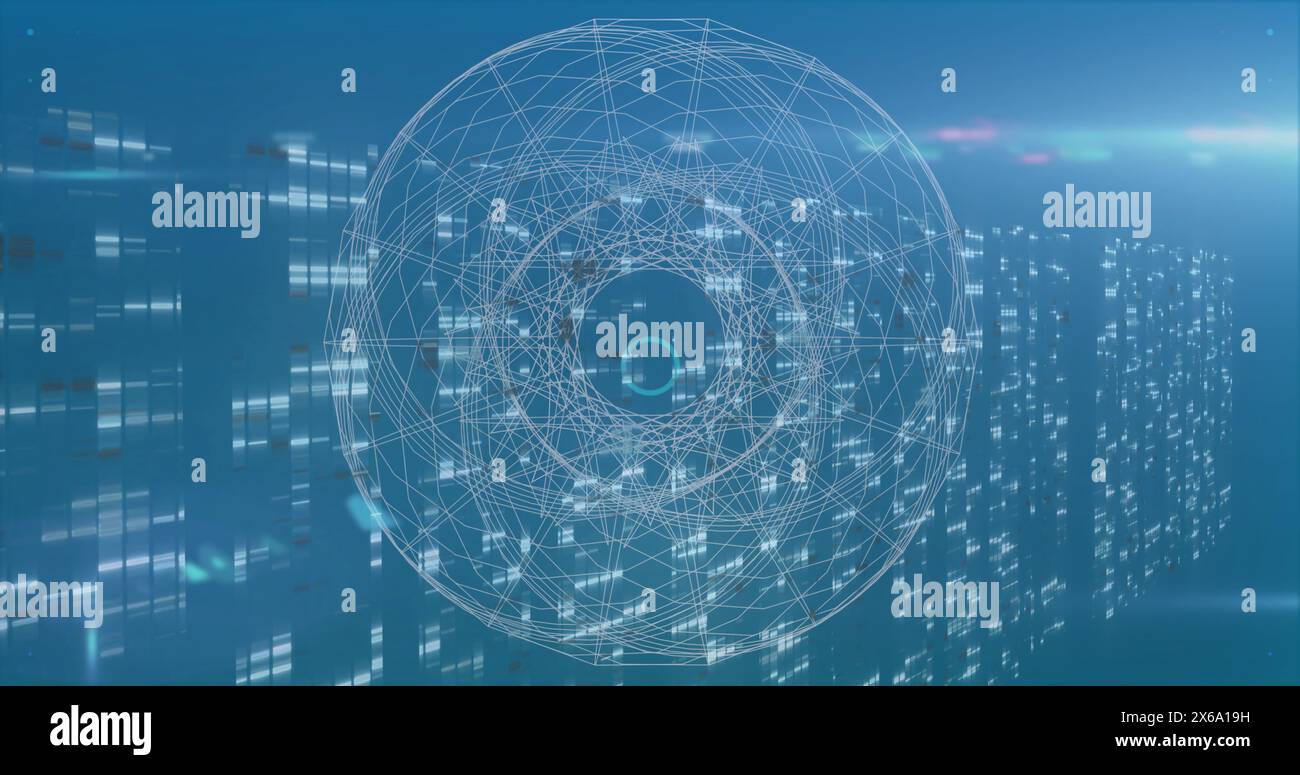 Image of globe over server room Stock Photo