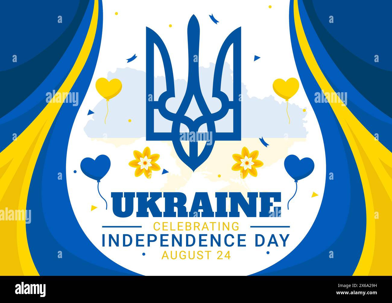 Happy Ukraine Independence Day Vector Illustration on 24 August with Ukrainian Flag Background in National Holiday Flat Cartoon Background Stock Vector