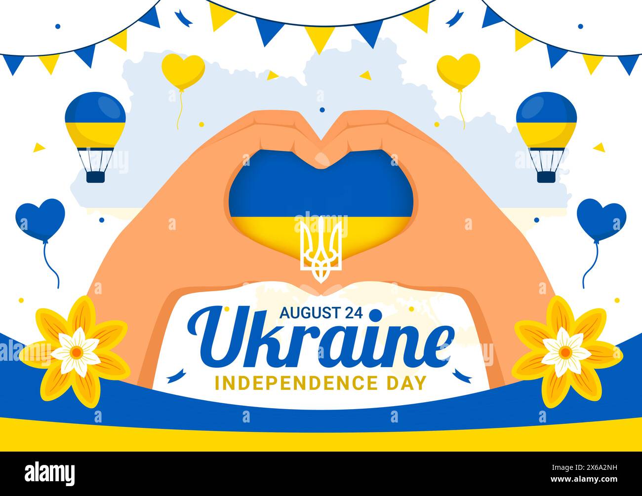 Happy Ukraine Independence Day Vector Illustration on 24 August with Ukrainian Flag Background in National Holiday Flat Cartoon Background Stock Vector