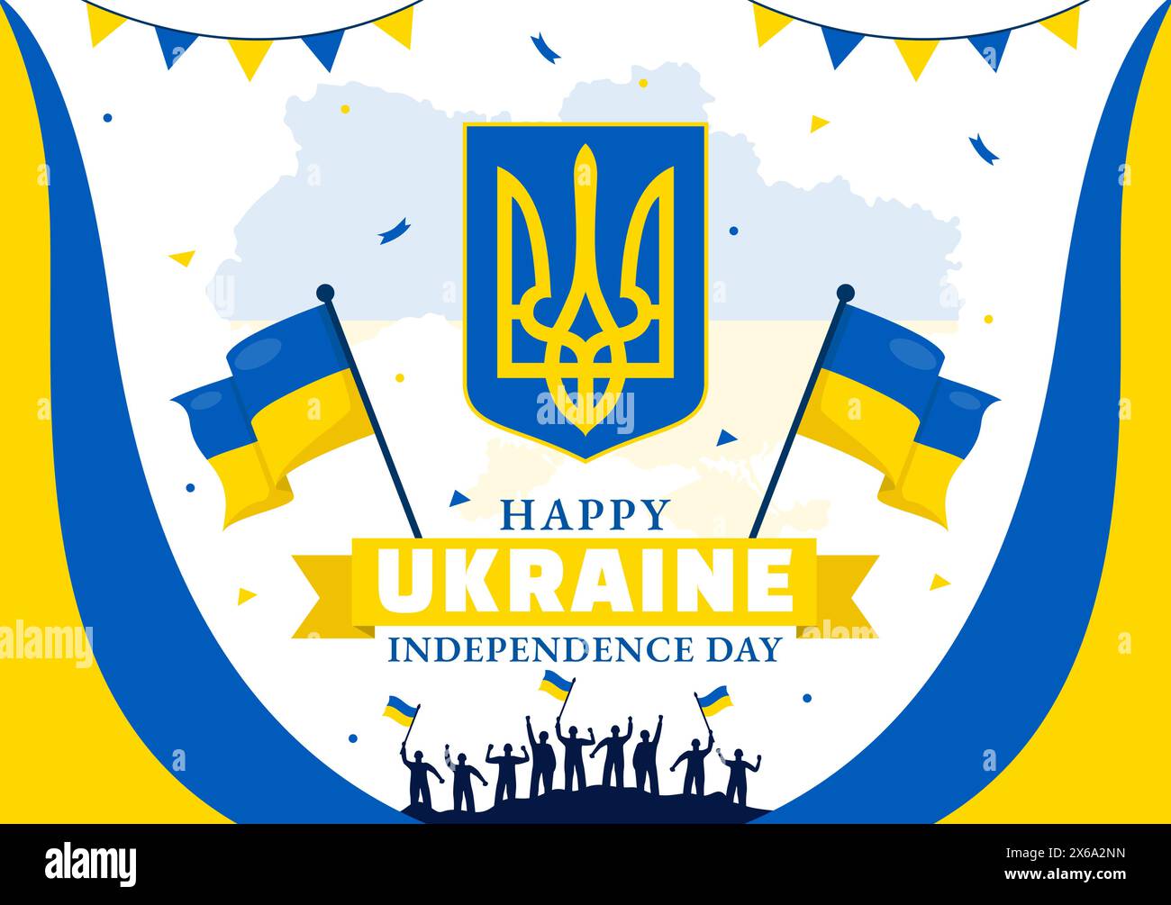 Happy Ukraine Independence Day Vector Illustration on 24 August with Ukrainian Flag Background in National Holiday Flat Cartoon Background Stock Vector