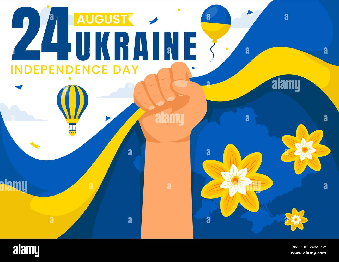 Happy Ukraine Independence Day Vector Illustration on 24 August with Ukrainian Flag Background in National Holiday Flat Cartoon Background Stock Vector