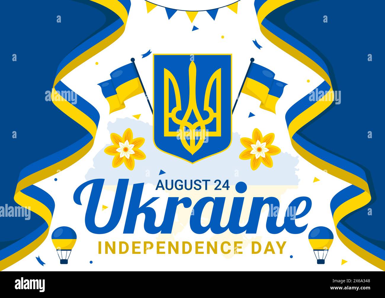 Happy Ukraine Independence Day Vector Illustration on 24 August with Ukrainian Flag Background in National Holiday Flat Cartoon Background Stock Vector
