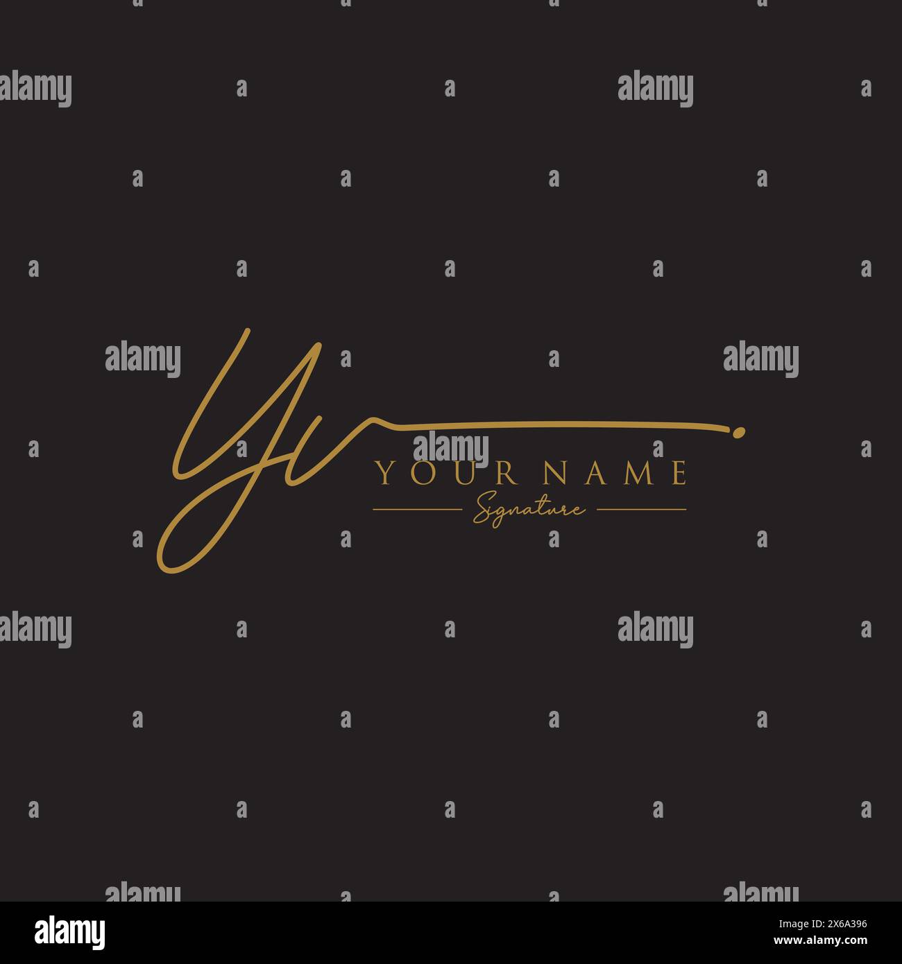 YV Signature Logo Template Stock Vector