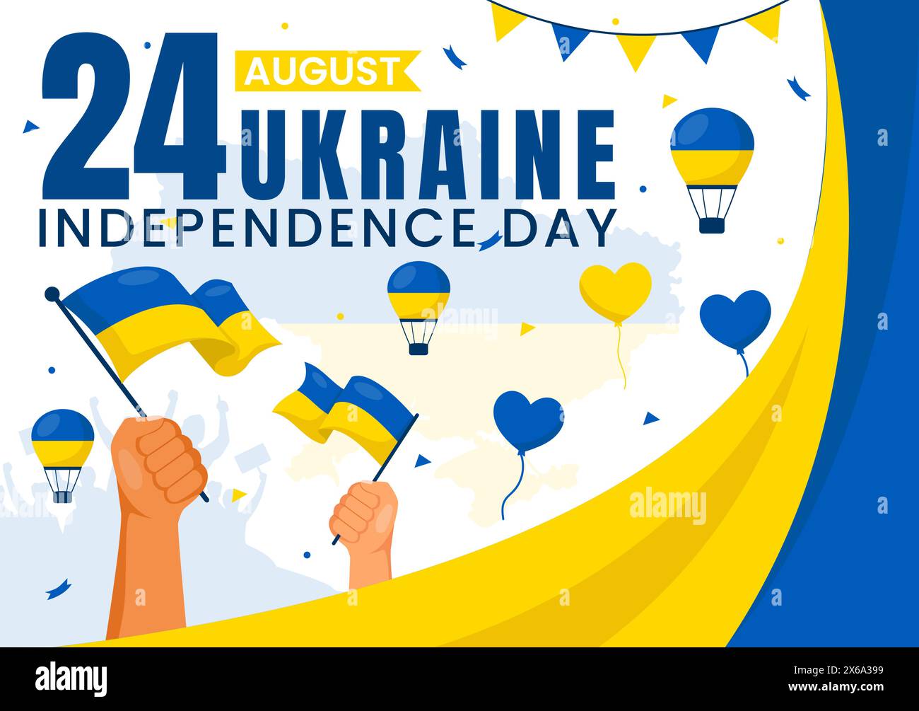 Happy Ukraine Independence Day Vector Illustration on 24 August with Ukrainian Flag Background in National Holiday Flat Cartoon Background Stock Vector