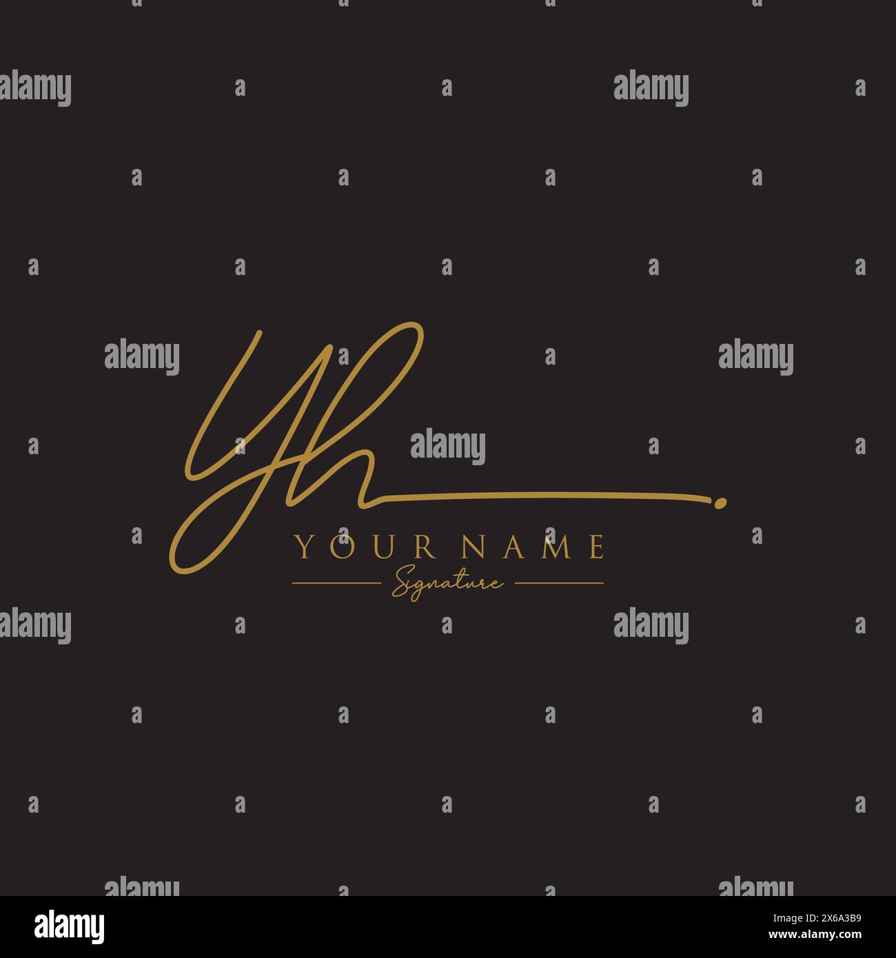 YH Signature Logo Template Stock Vector