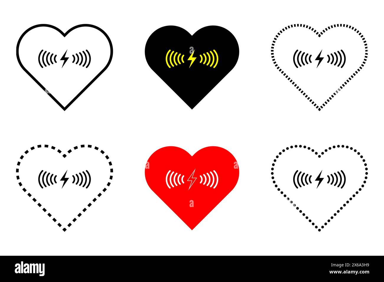 Aed sign with heart and electricity symbol. Stock Vector