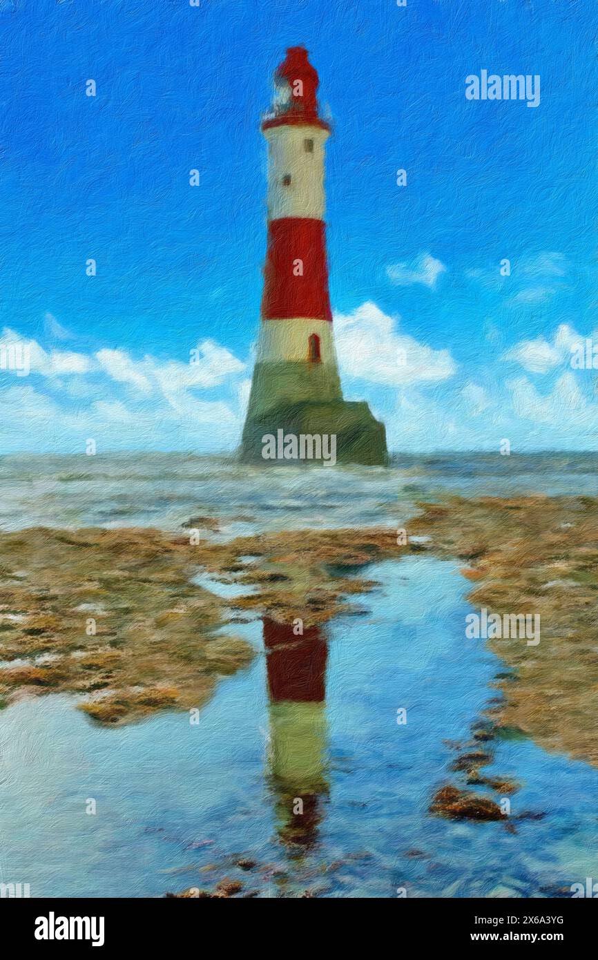 Beachy Head Lighthouse, East Sussex, England. Stock Photo